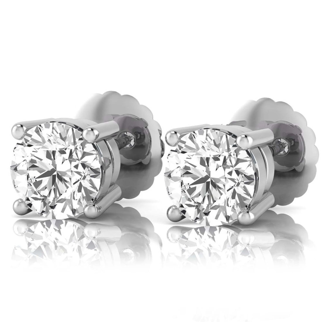 OctaPearl Round Solitaire Lab Grown Diamond Stud Earrings