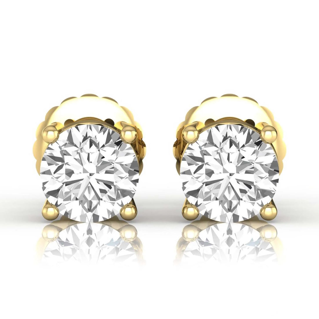 OctaPearl Round Solitaire Lab Grown Diamond Stud Earrings