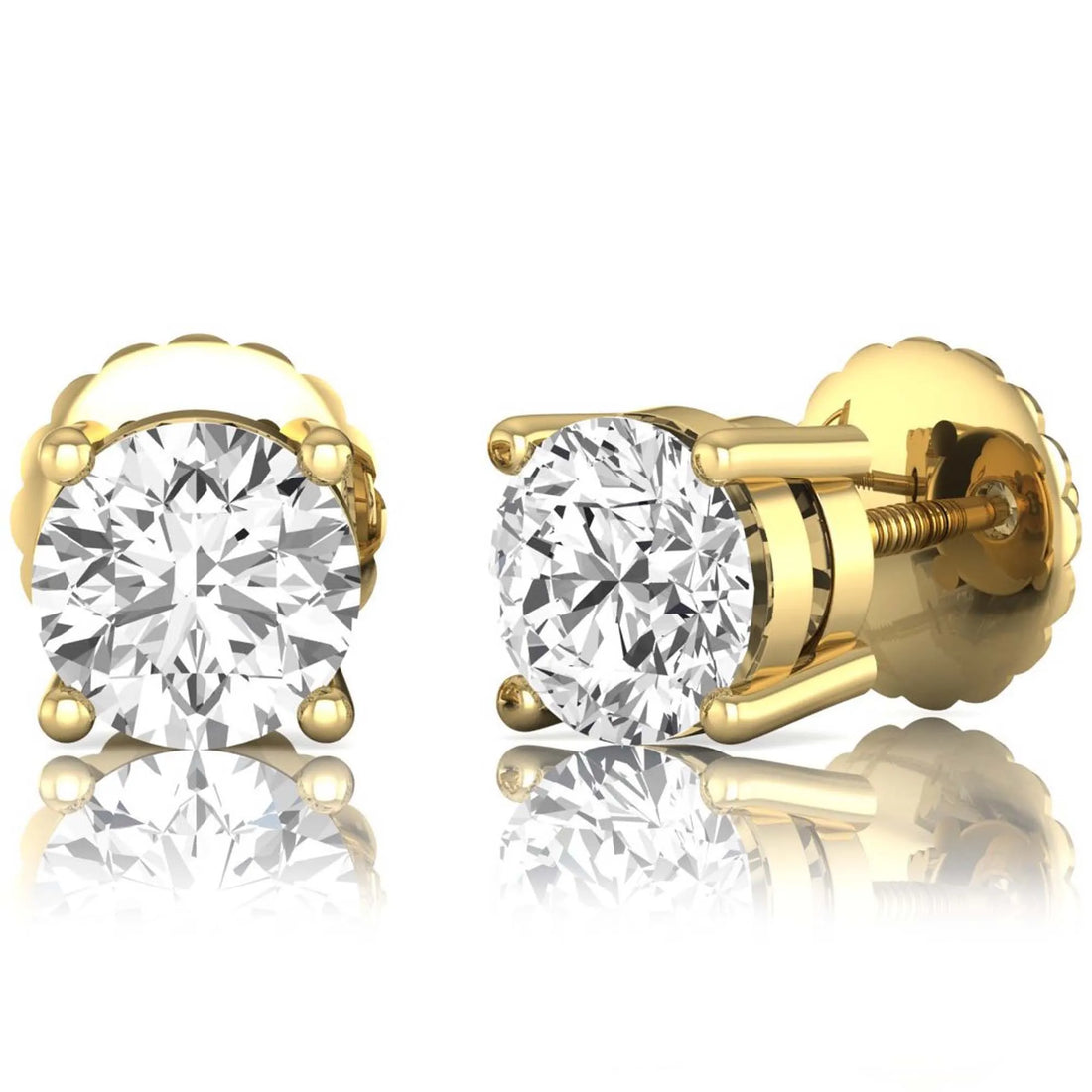 OctaPearl Round Solitaire Lab Grown Diamond Stud Earrings