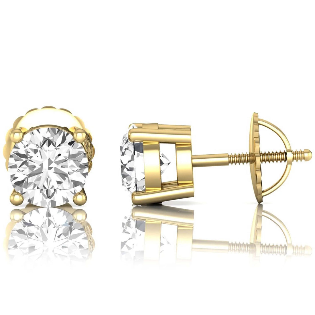 OctaPearl Round Solitaire Lab Grown Diamond Stud Earrings