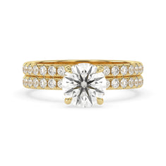 OctaPearl 1.5 ct Round Lab Grown Diamond Pavé Wedding Bridal Ring Set