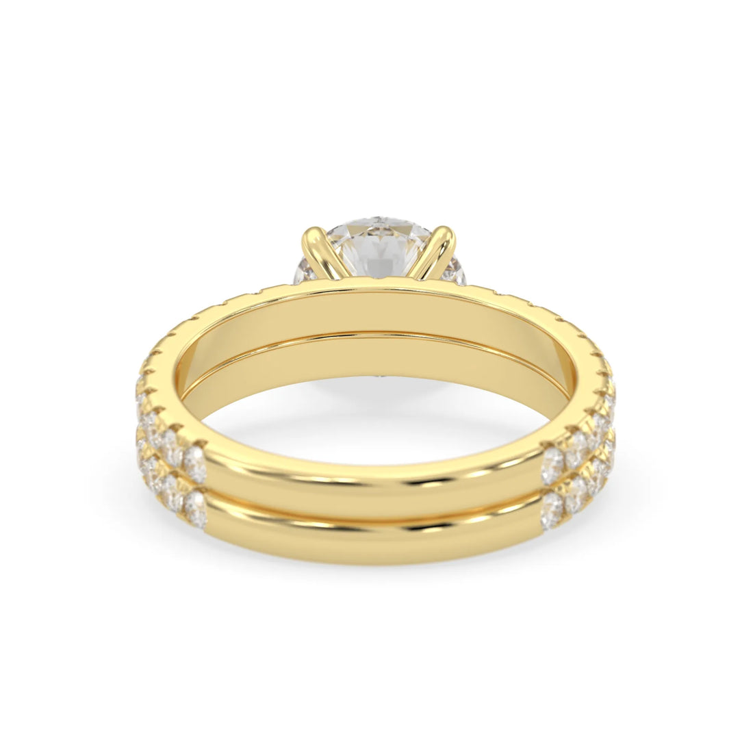 OctaPearl 1.5 ct Round Lab Grown Diamond Pavé Wedding Bridal Ring Set