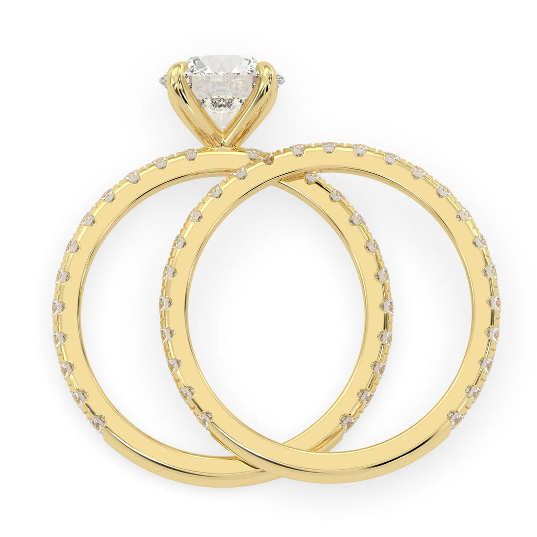 OctaPearl 1.5 ct Round Lab Grown Diamond Pavé Wedding Bridal Ring Set