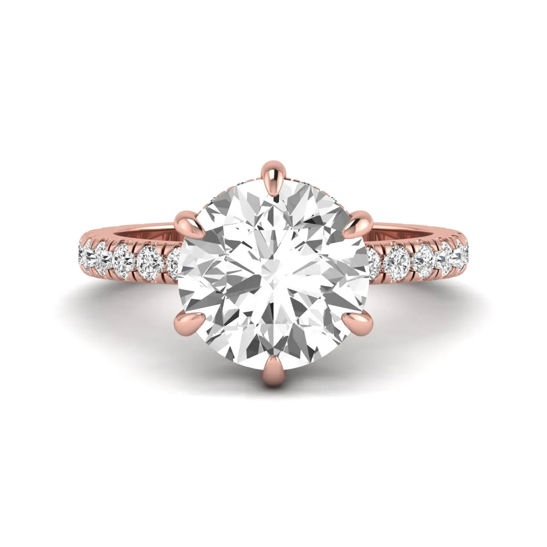 OctaPearl 4.5 ct Round Hidden Halo Lab Grown Diamond Pavé Engagement Ring
