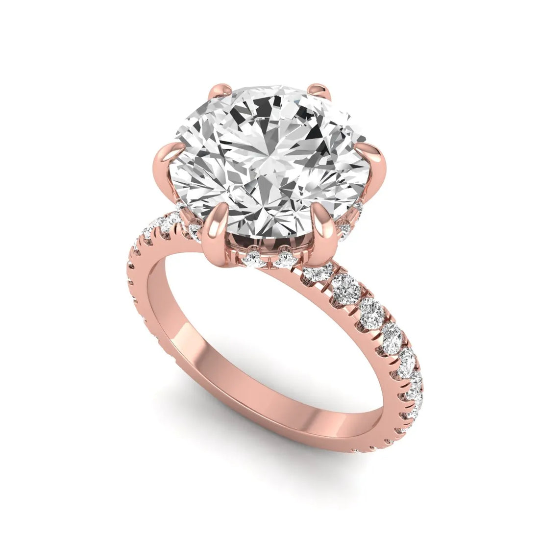 OctaPearl 4.5 ct Round Hidden Halo Lab Grown Diamond Pavé Engagement Ring