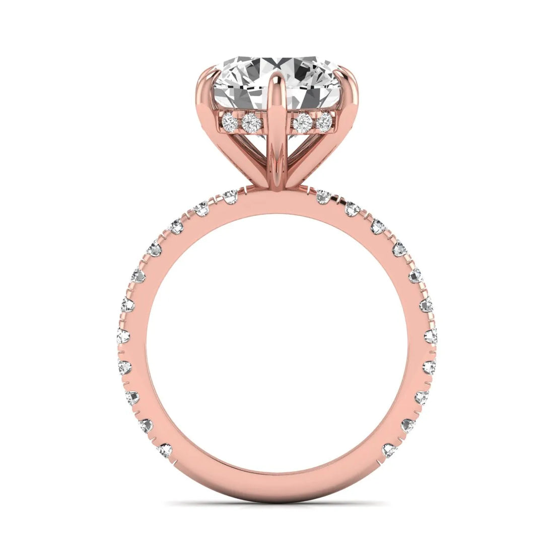 OctaPearl 4.5 ct Round Hidden Halo Lab Grown Diamond Pavé Engagement Ring