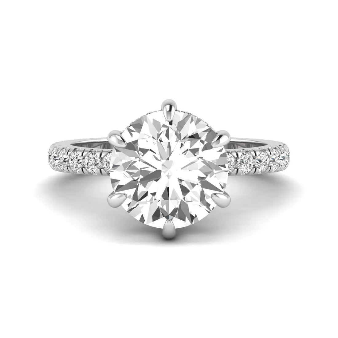 OctaPearl 4.5 ct Round Hidden Halo Lab Grown Diamond Pavé Engagement Ring