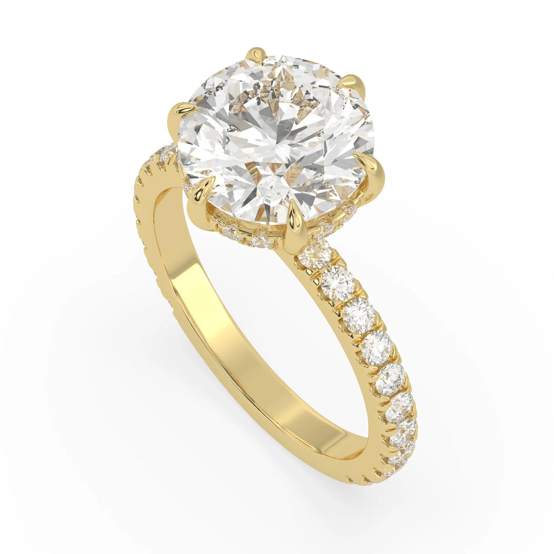 OctaPearl 4.5 ct Round Hidden Halo Lab Grown Diamond Pavé Engagement Ring