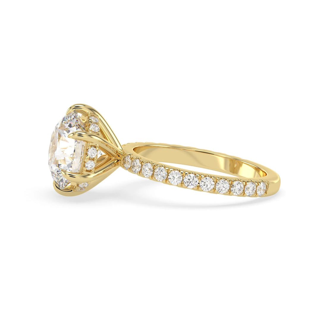 OctaPearl 4.5 ct Round Hidden Halo Lab Grown Diamond Pavé Engagement Ring