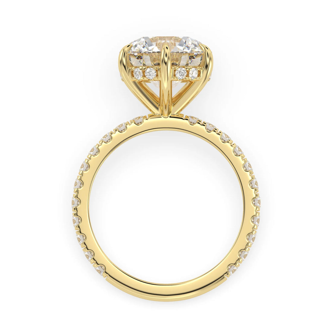 OctaPearl 4.5 ct Round Hidden Halo Lab Grown Diamond Pavé Engagement Ring