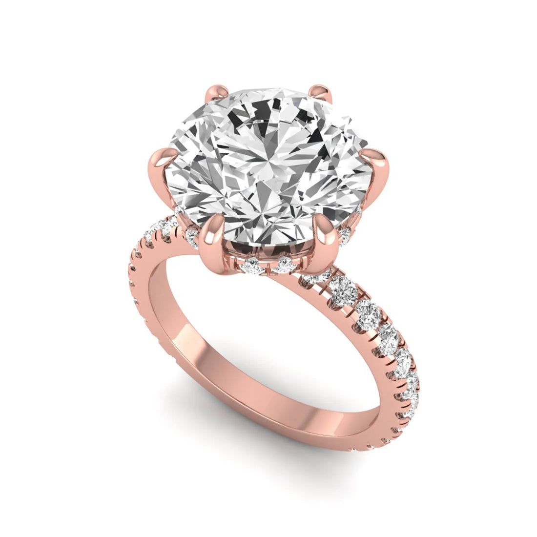 OctaPearl 5 ct Round Hidden Halo Lab Grown Diamond Pavé Engagement Ring