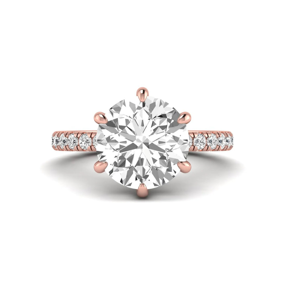 OctaPearl 5 ct Round Hidden Halo Lab Grown Diamond Pavé Engagement Ring