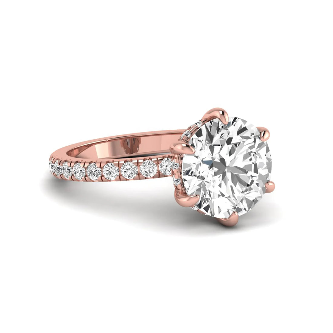 OctaPearl 5 ct Round Hidden Halo Lab Grown Diamond Pavé Engagement Ring