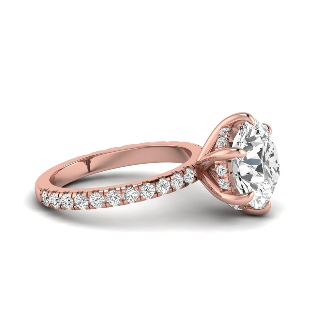 OctaPearl 5 ct Round Hidden Halo Lab Grown Diamond Pavé Engagement Ring