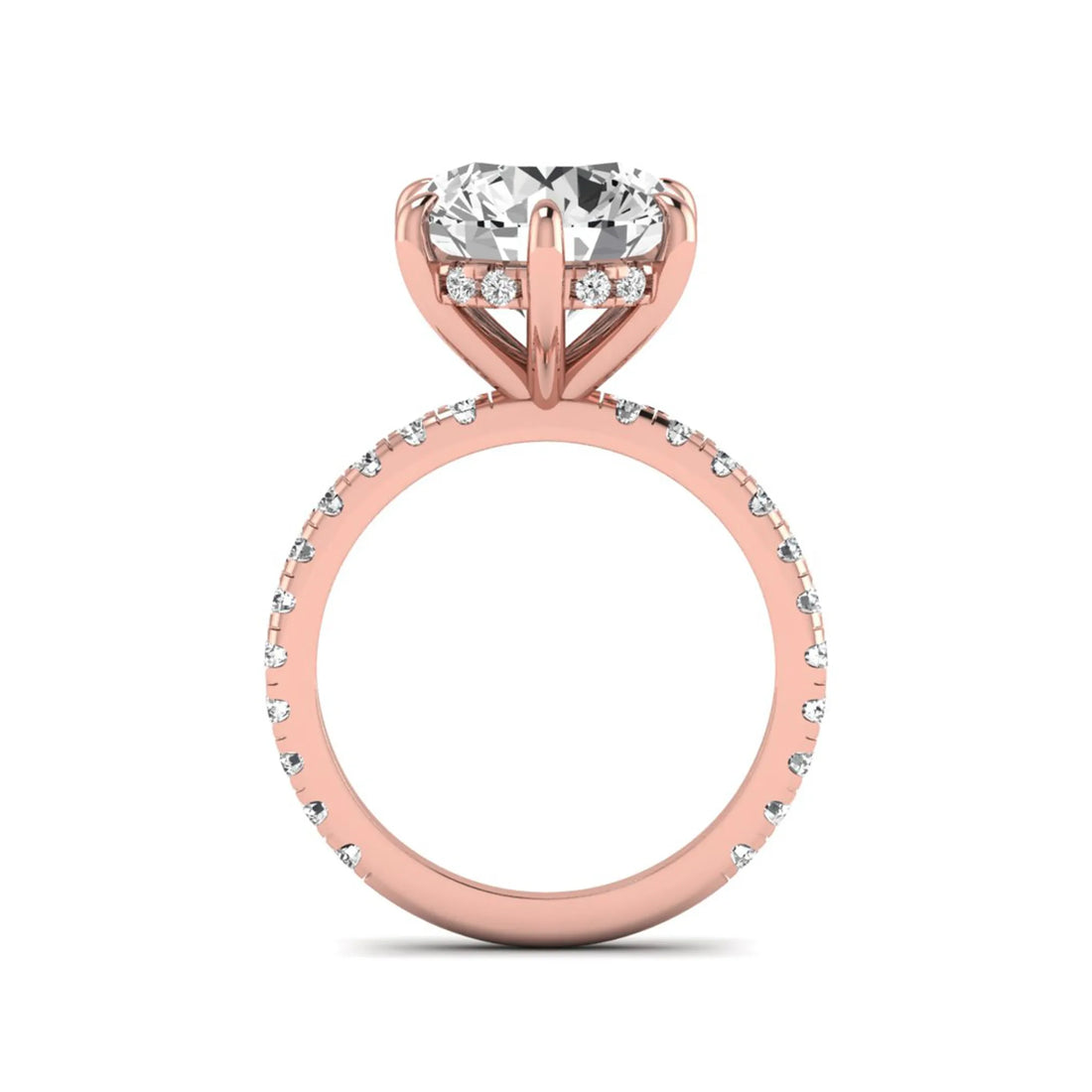 OctaPearl 5 ct Round Hidden Halo Lab Grown Diamond Pavé Engagement Ring