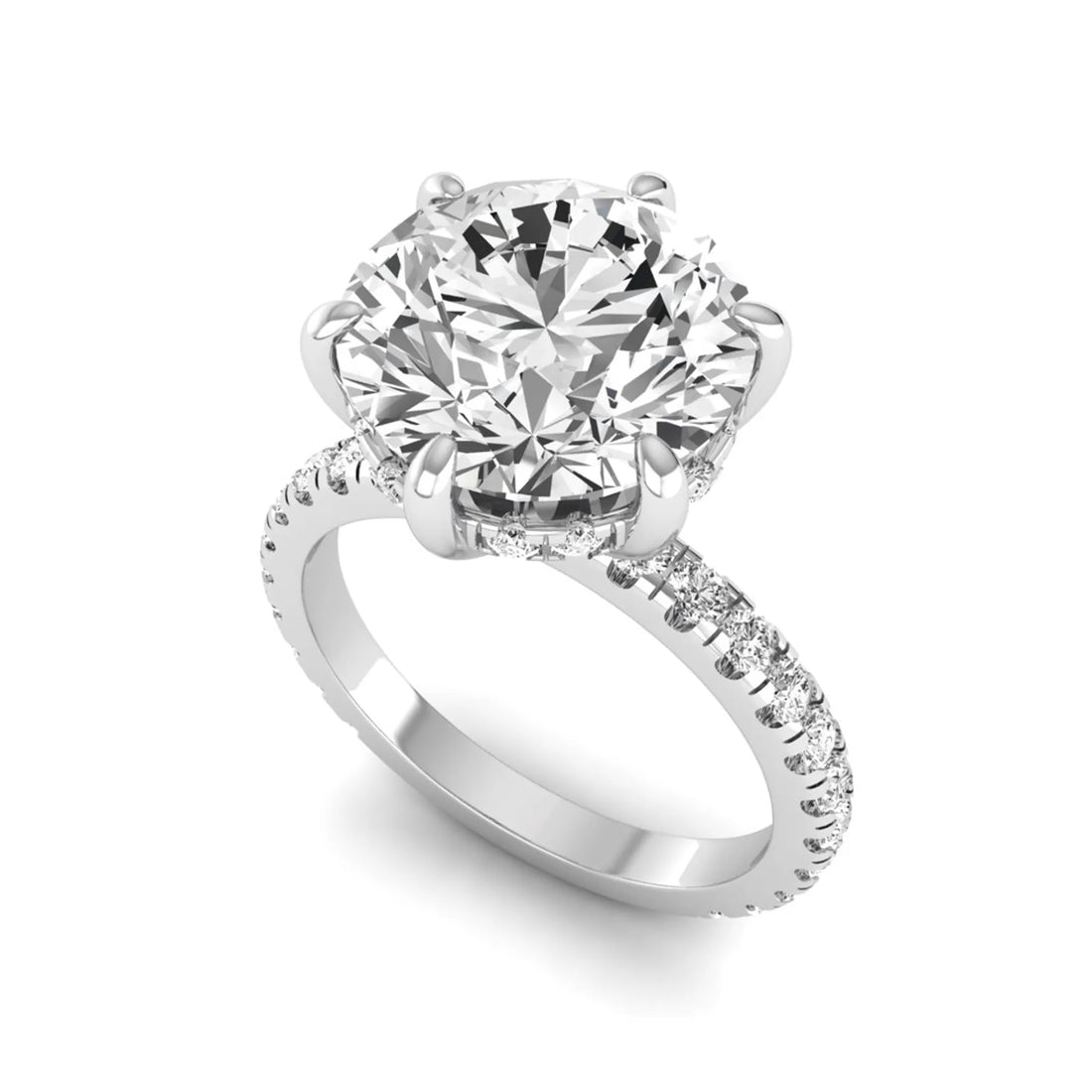 OctaPearl 5 ct Round Hidden Halo Lab Grown Diamond Pavé Engagement Ring