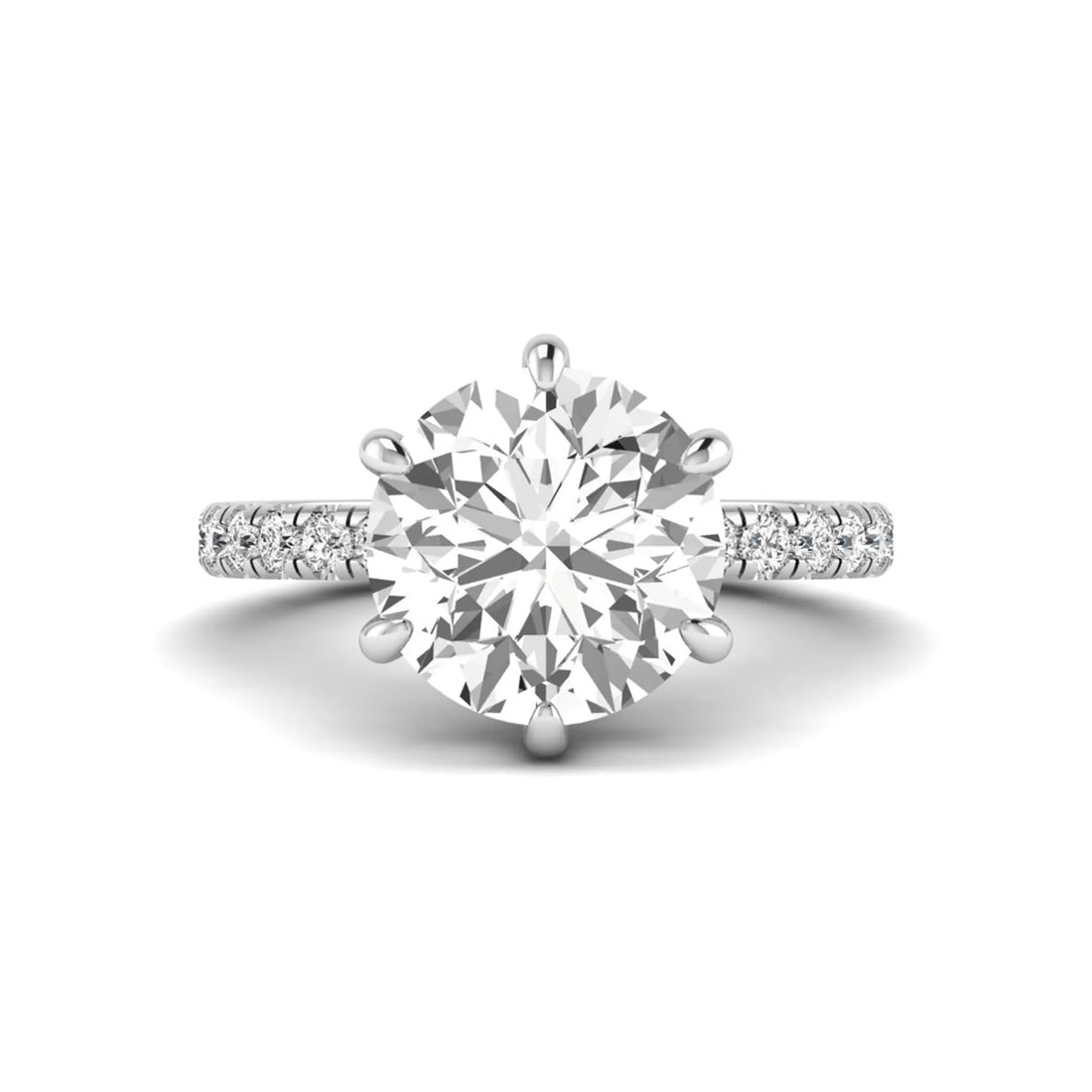 OctaPearl 5 ct Round Hidden Halo Lab Grown Diamond Pavé Engagement Ring