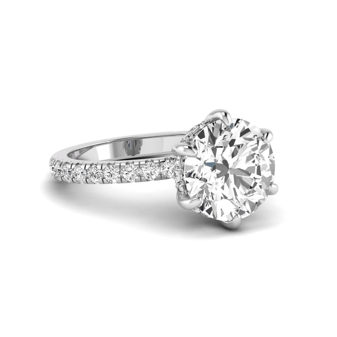 OctaPearl 5 ct Round Hidden Halo Lab Grown Diamond Pavé Engagement Ring