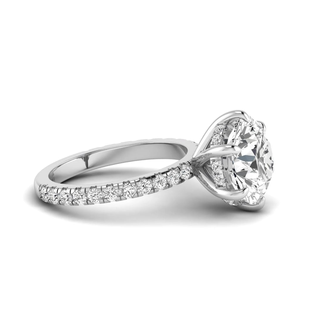 OctaPearl 5 ct Round Hidden Halo Lab Grown Diamond Pavé Engagement Ring