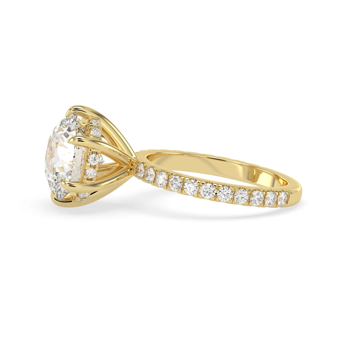 OctaPearl 5 ct Round Hidden Halo Lab Grown Diamond Pavé Engagement Ring