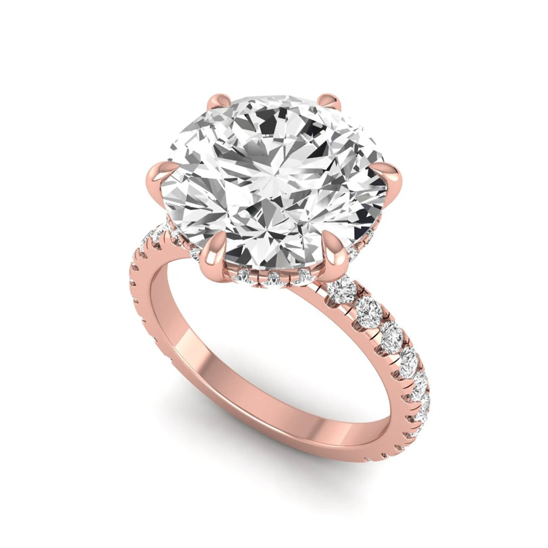 OctaPearl 6.5 ct Round Hidden Halo Lab Grown Diamond Pavé Engagement Ring