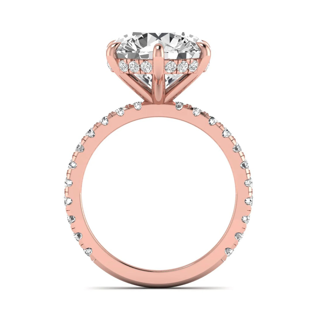 OctaPearl 6.5 ct Round Hidden Halo Lab Grown Diamond Pavé Engagement Ring