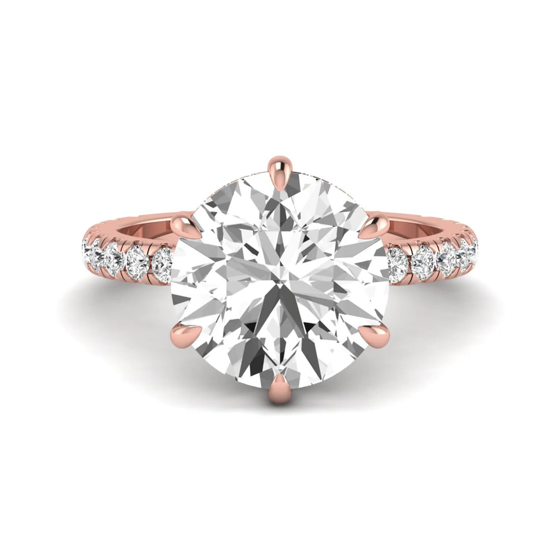 OctaPearl 6.5 ct Round Hidden Halo Lab Grown Diamond Pavé Engagement Ring