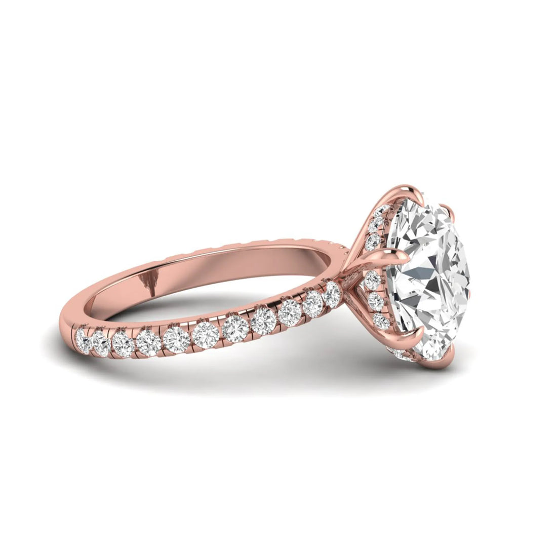 OctaPearl 6.5 ct Round Hidden Halo Lab Grown Diamond Pavé Engagement Ring