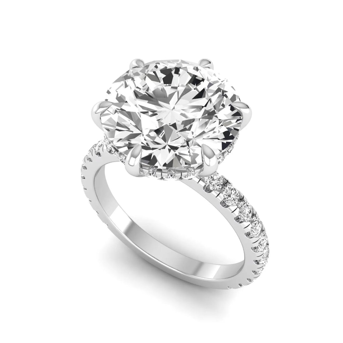 OctaPearl 6.5 ct Round Hidden Halo Lab Grown Diamond Pavé Engagement Ring