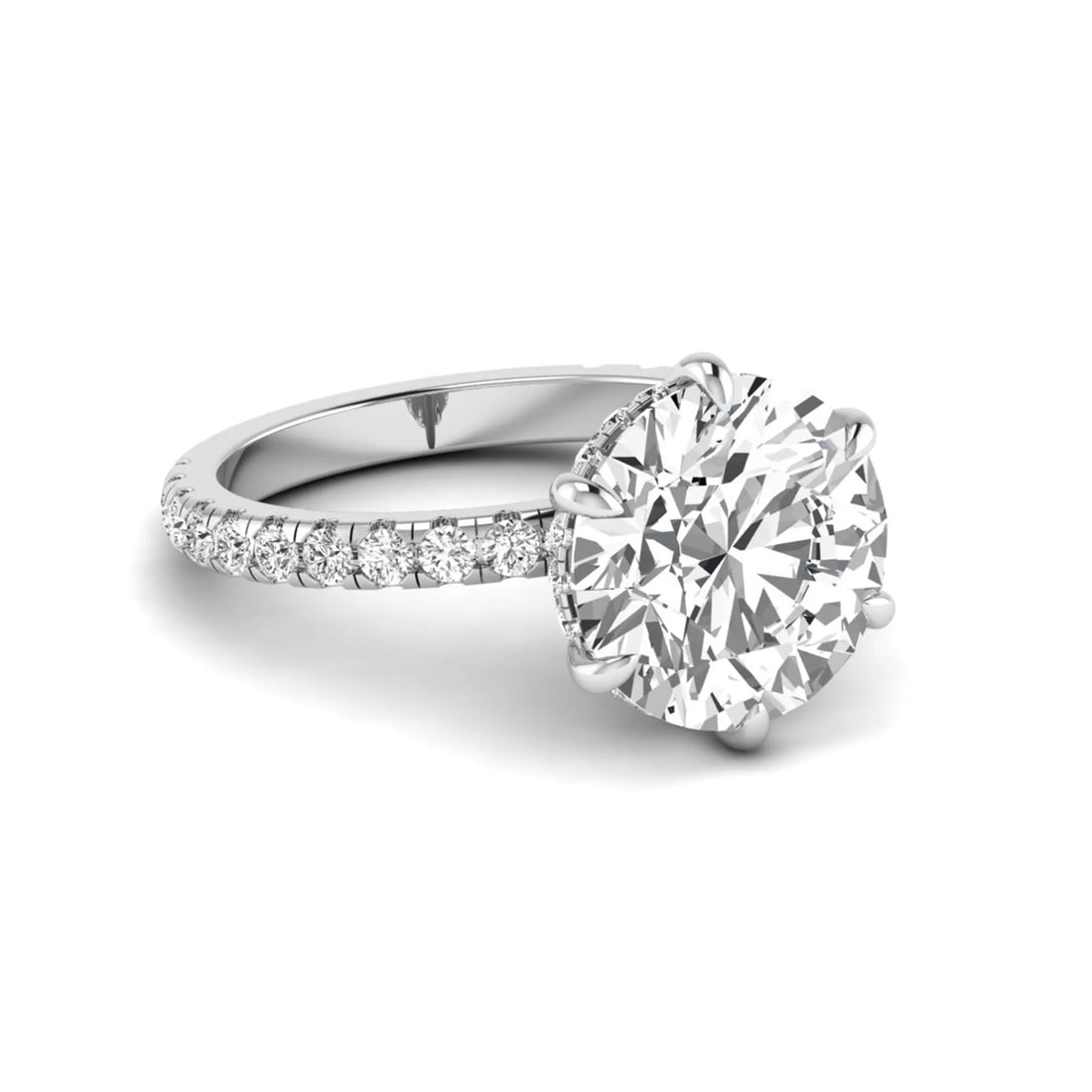 OctaPearl 6.5 ct Round Hidden Halo Lab Grown Diamond Pavé Engagement Ring