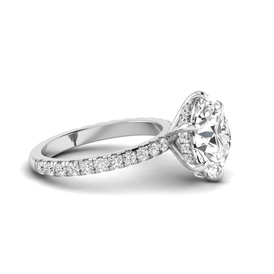 OctaPearl 6.5 ct Round Hidden Halo Lab Grown Diamond Pavé Engagement Ring