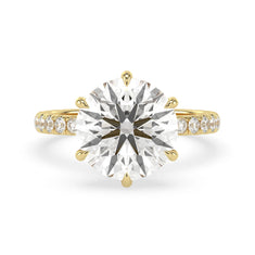 OctaPearl 6.5 ct Round Hidden Halo Lab Grown Diamond Pavé Engagement Ring