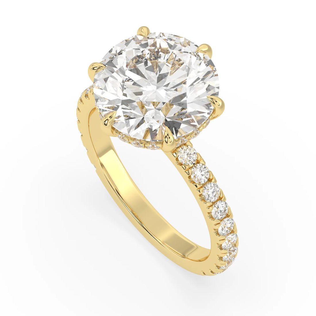 OctaPearl 6.5 ct Round Hidden Halo Lab Grown Diamond Pavé Engagement Ring