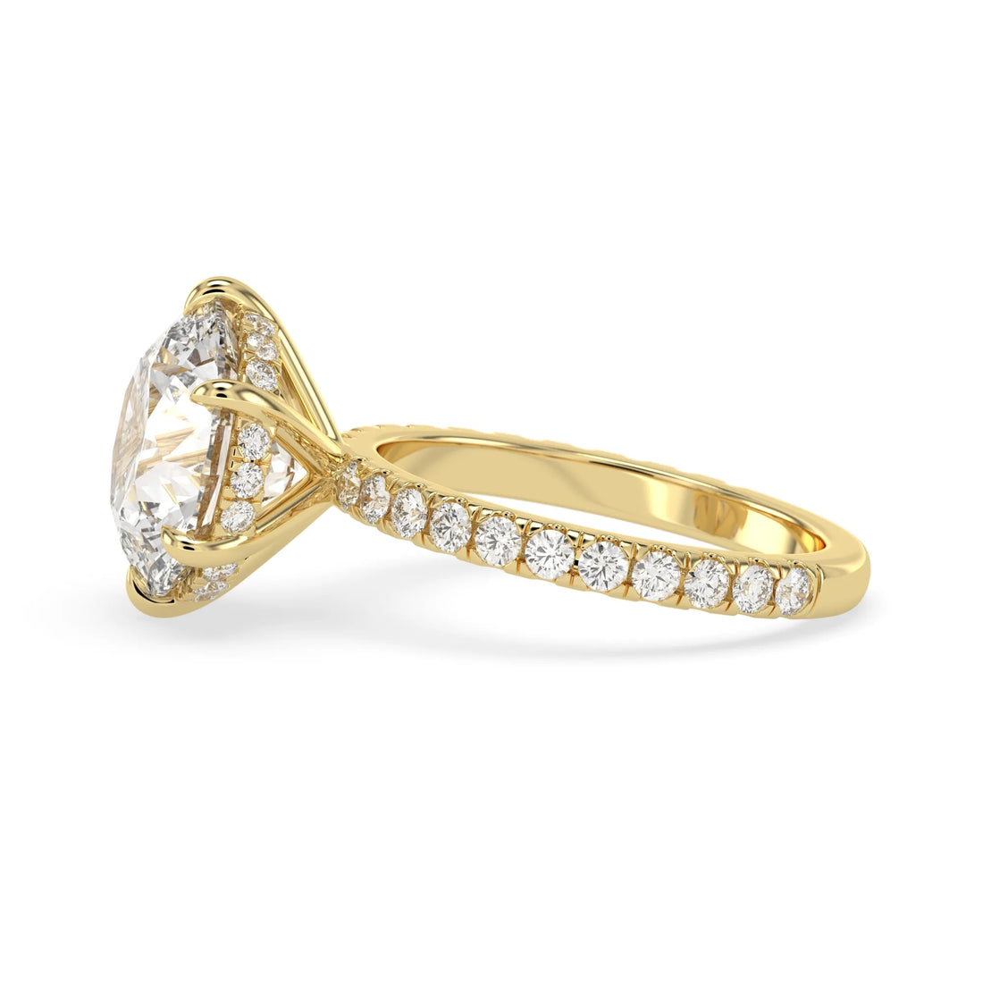 OctaPearl 6.5 ct Round Hidden Halo Lab Grown Diamond Pavé Engagement Ring