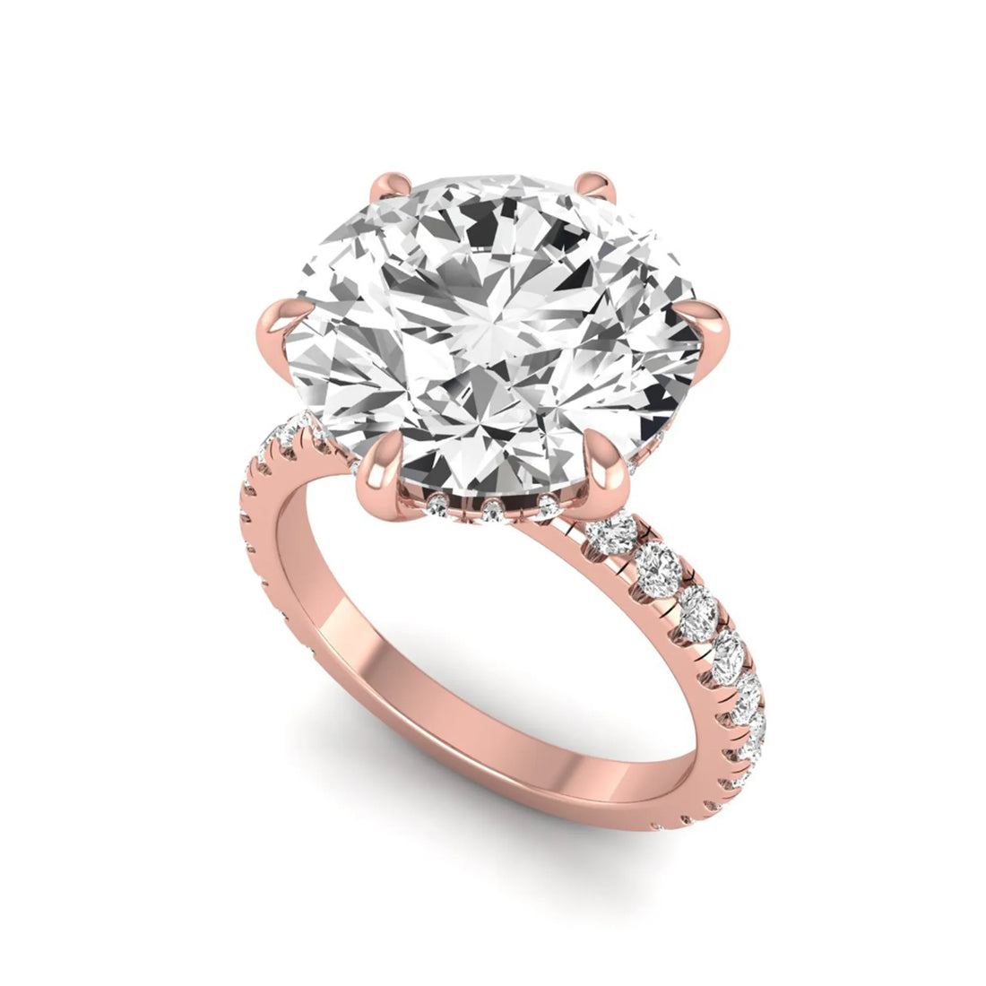 OctaPearl 7.5 ct Round Hidden Halo Lab Grown Diamond Pavé Engagement Ring