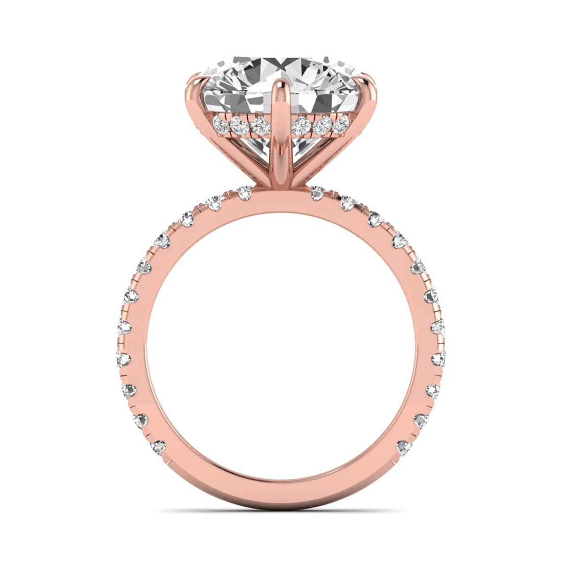 OctaPearl 7.5 ct Round Hidden Halo Lab Grown Diamond Pavé Engagement Ring