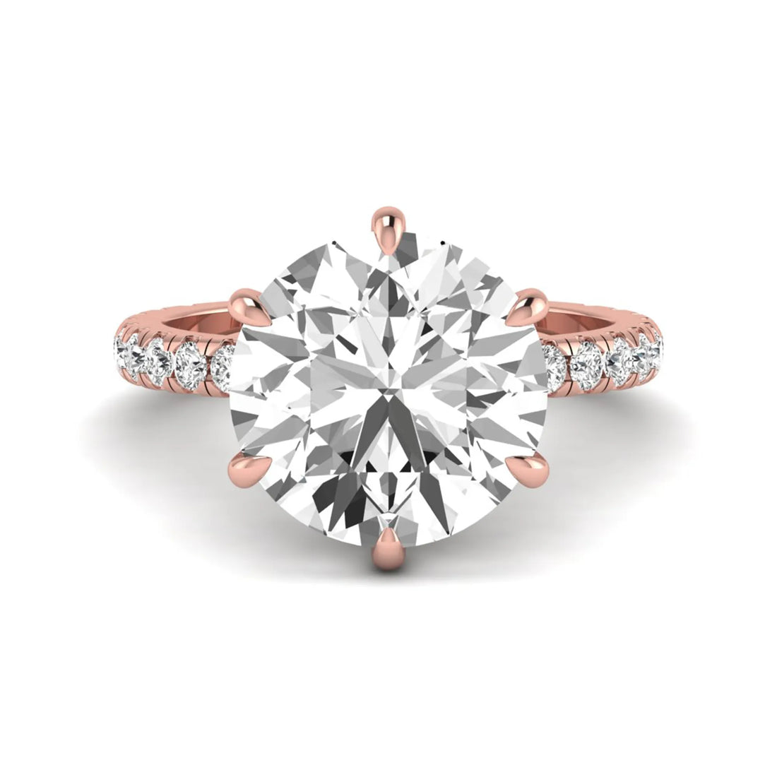 OctaPearl 7.5 ct Round Hidden Halo Lab Grown Diamond Pavé Engagement Ring