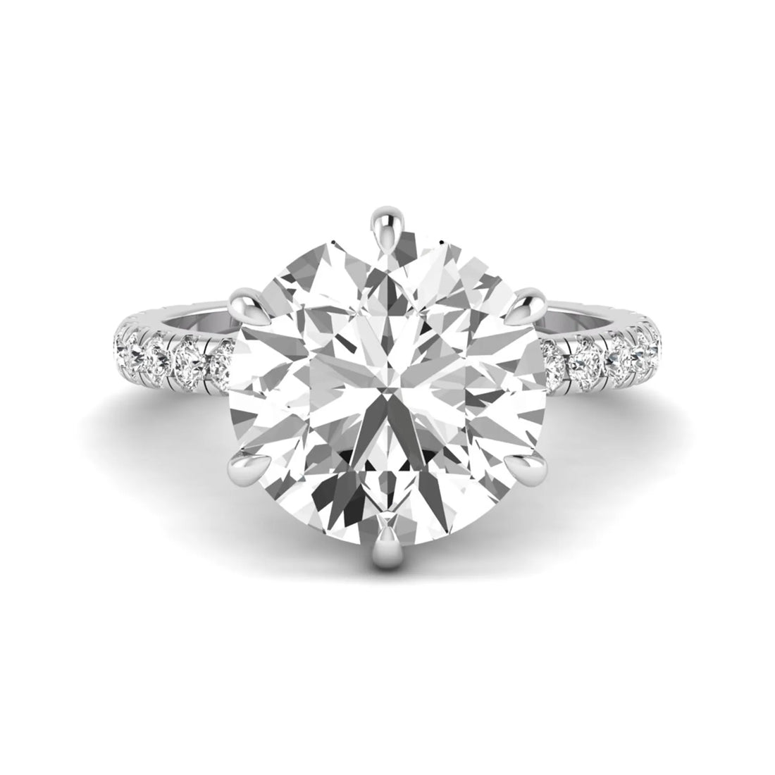OctaPearl 7.5 ct Round Hidden Halo Lab Grown Diamond Pavé Engagement Ring
