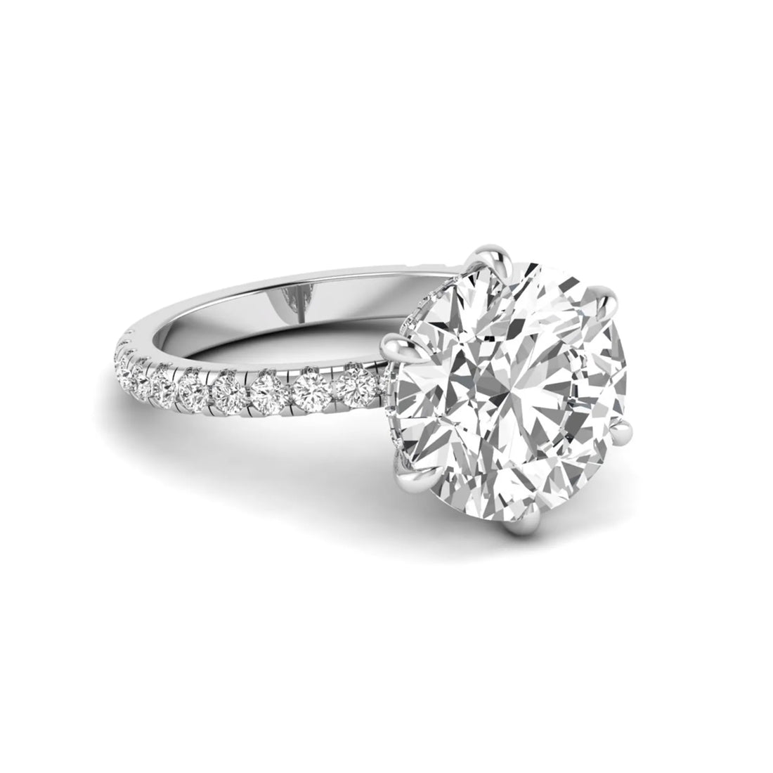 OctaPearl 7.5 ct Round Hidden Halo Lab Grown Diamond Pavé Engagement Ring