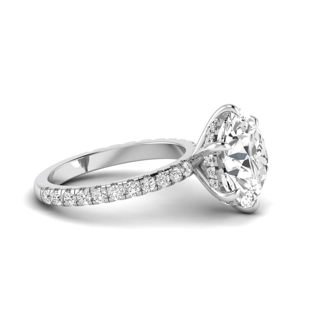 OctaPearl 7.5 ct Round Hidden Halo Lab Grown Diamond Pavé Engagement Ring