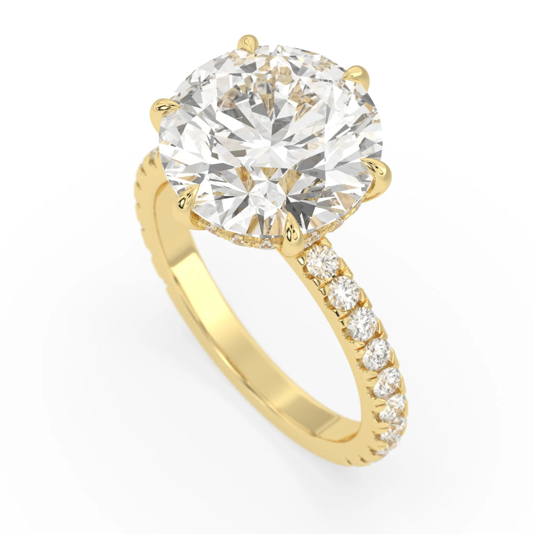 OctaPearl 7.5 ct Round Hidden Halo Lab Grown Diamond Pavé Engagement Ring