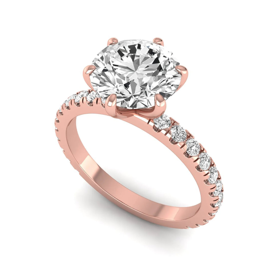 OctaPearl 2.5 ct Round Cut Lab Grown Diamond Pavé Engagement Ring