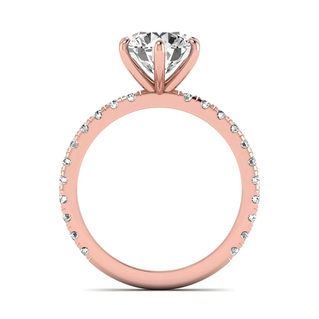 OctaPearl 2.5 ct Round Cut Lab Grown Diamond Pavé Engagement Ring