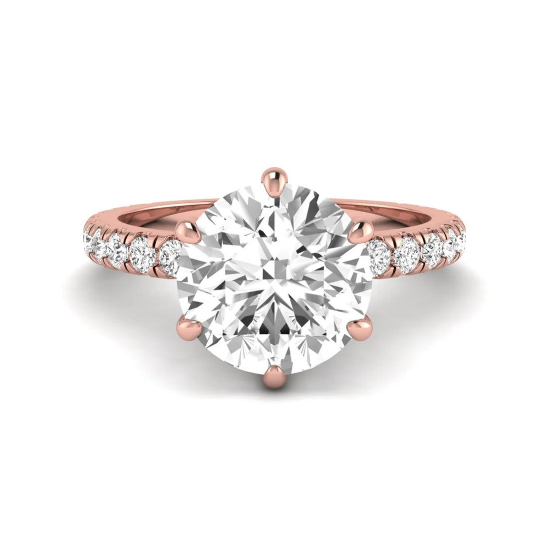 OctaPearl 2.5 ct Round Cut Lab Grown Diamond Pavé Engagement Ring