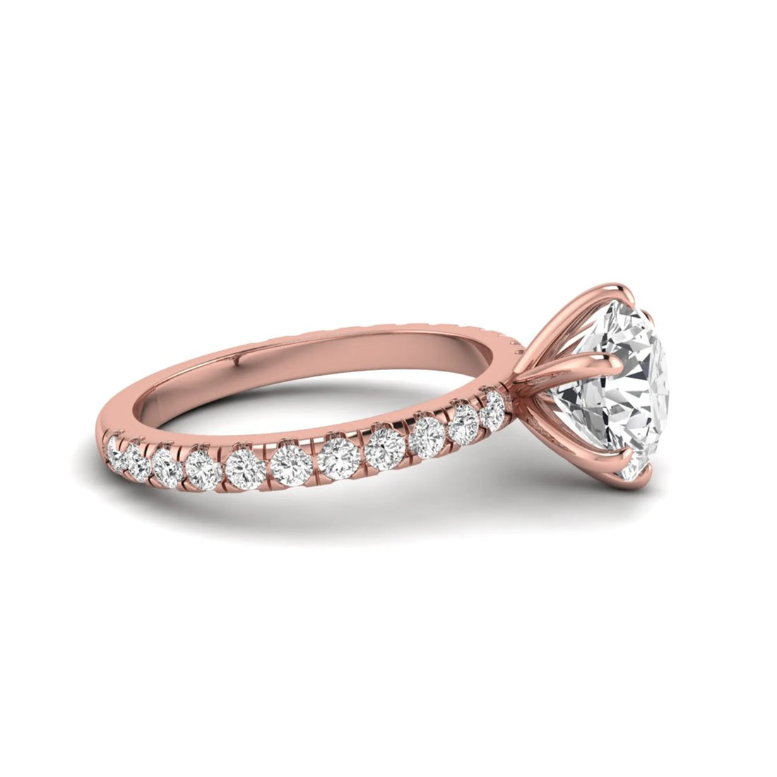 OctaPearl 2.5 ct Round Cut Lab Grown Diamond Pavé Engagement Ring