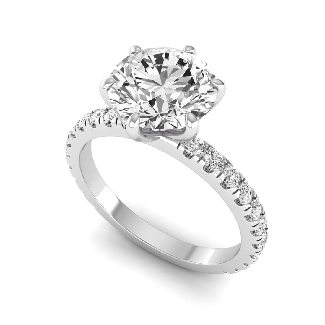 OctaPearl 2.5 ct Round Cut Lab Grown Diamond Pavé Engagement Ring