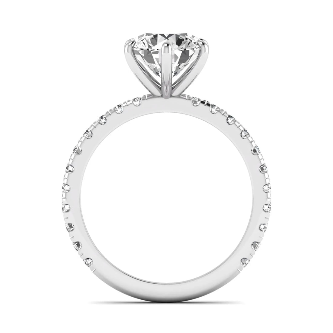 OctaPearl 2.5 ct Round Cut Lab Grown Diamond Pavé Engagement Ring