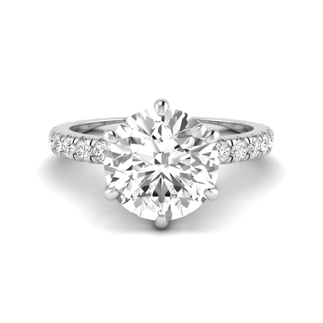 OctaPearl 2.5 ct Round Cut Lab Grown Diamond Pavé Engagement Ring