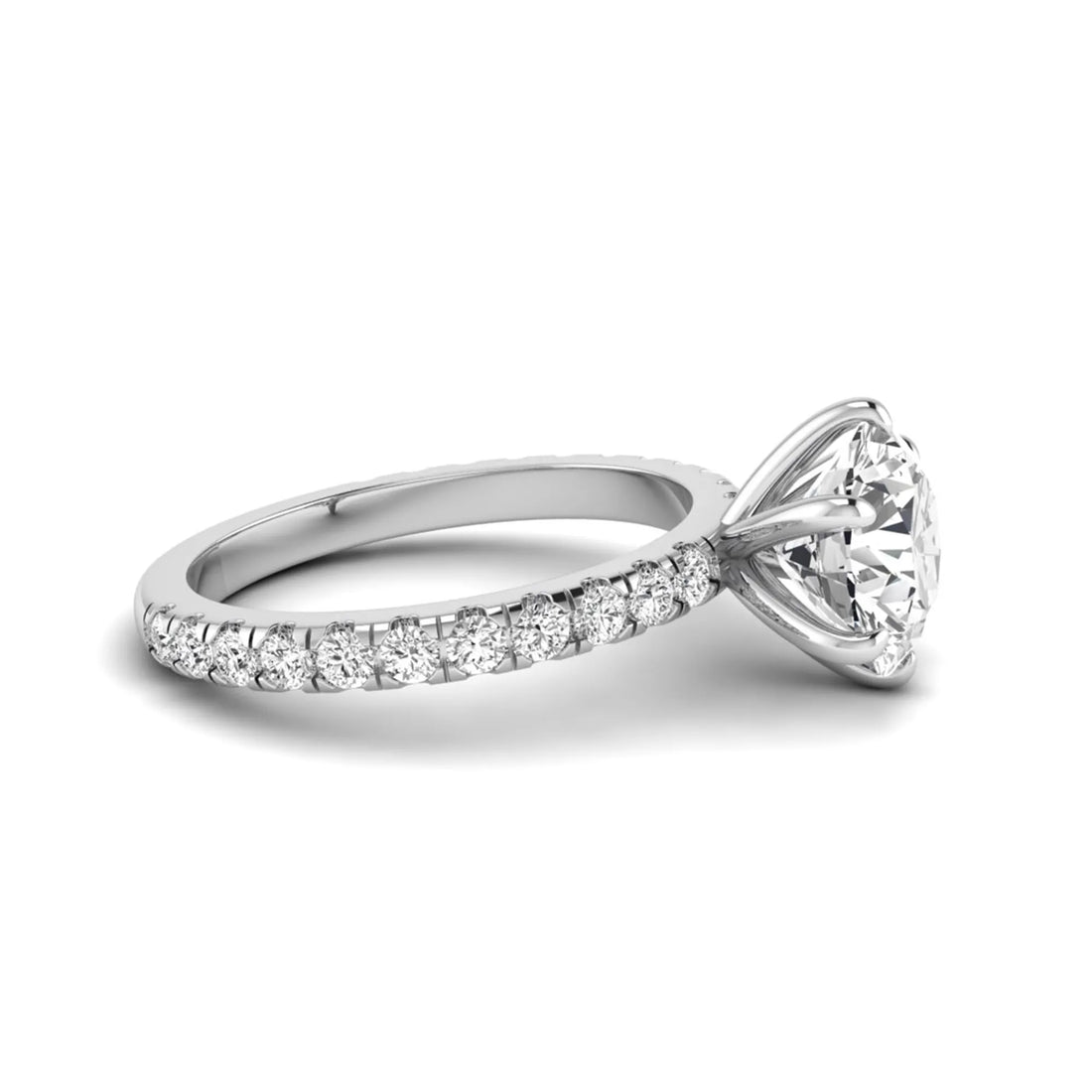 OctaPearl 2.5 ct Round Cut Lab Grown Diamond Pavé Engagement Ring