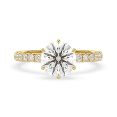 OctaPearl 2.5 ct Round Cut Lab Grown Diamond Pavé Engagement Ring